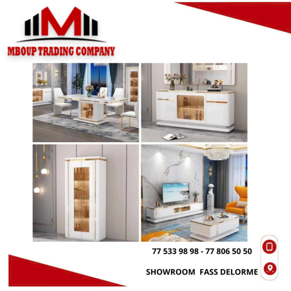 Table basse table tv console vaisselier et table a manger 6 chaises