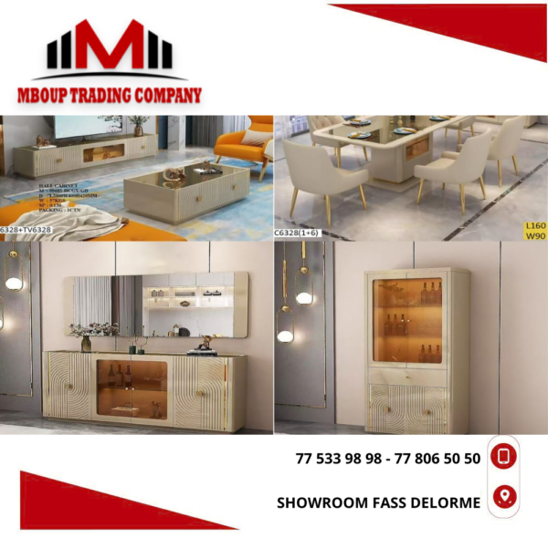 Table basse table tv console vaisselier et table a manger 6 chaises