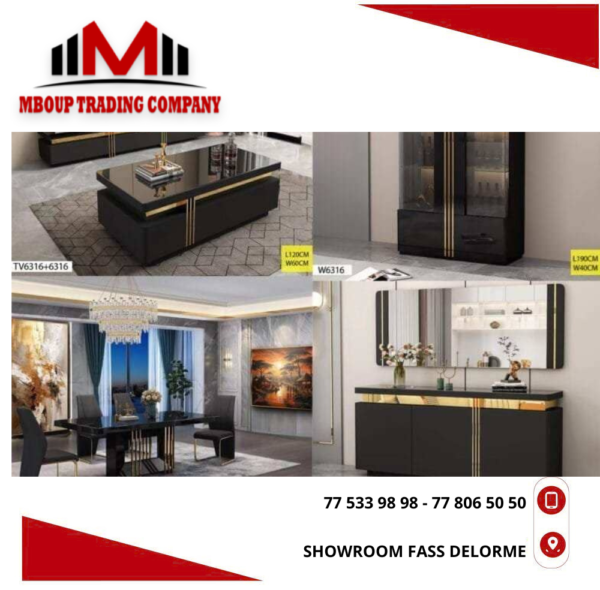 Table basse table tv console vaisselier et table a manger 6 chaises